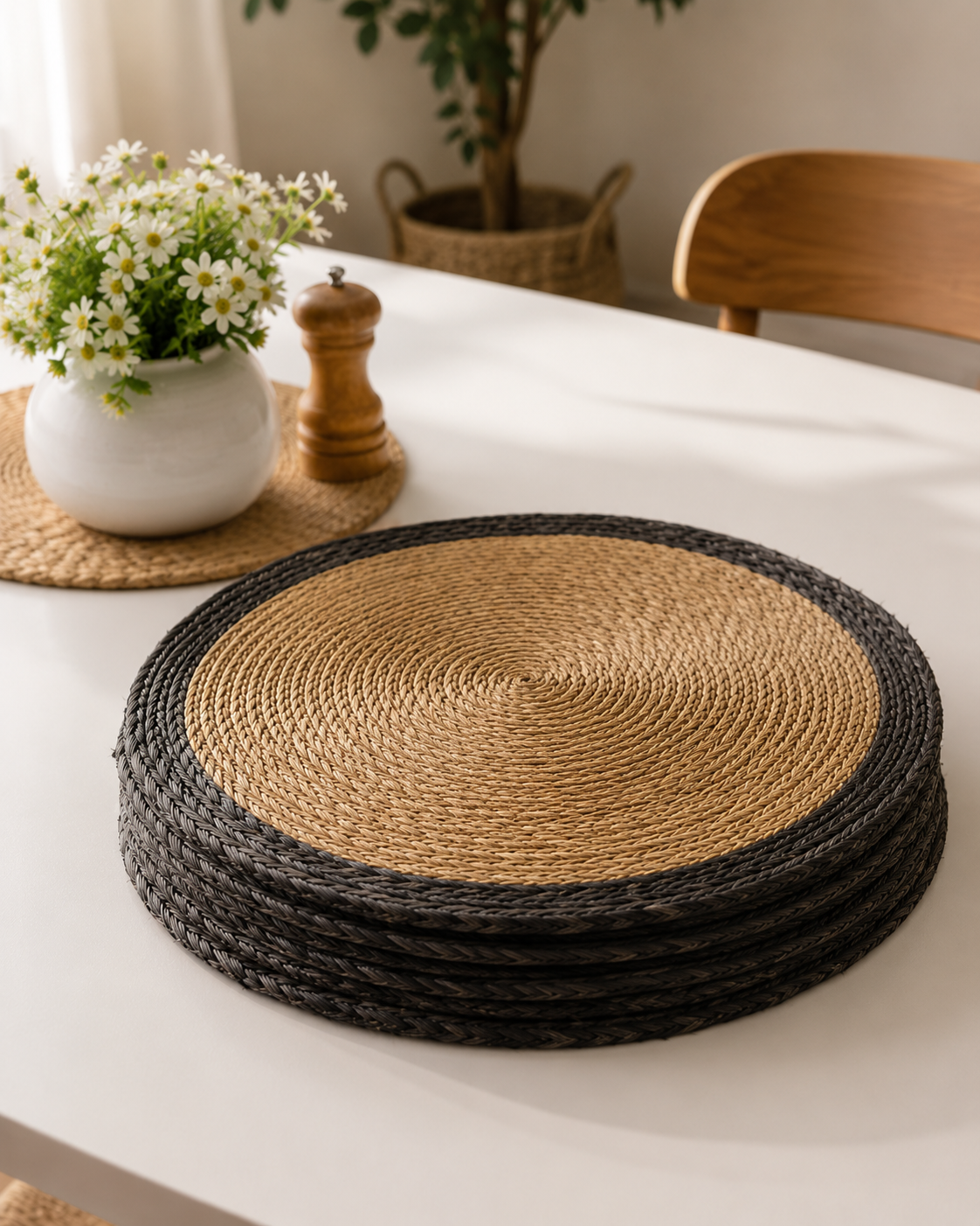 Placemats - Natural with black