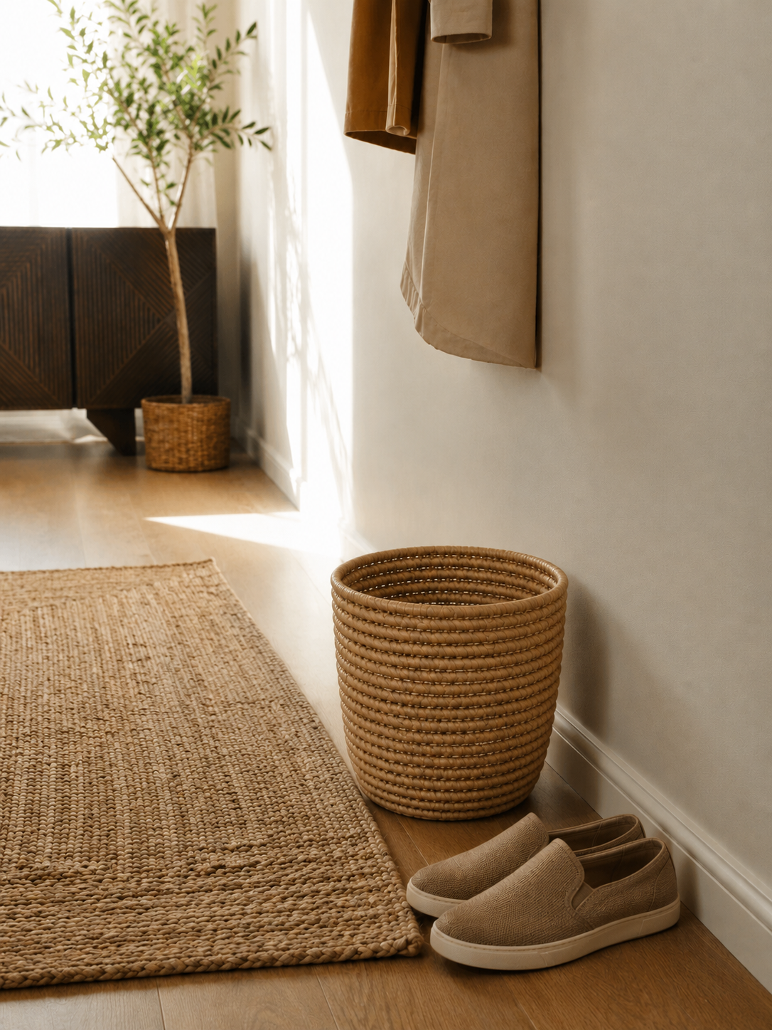 Set of 2 Grass Storage Basket (No handles) - Natural