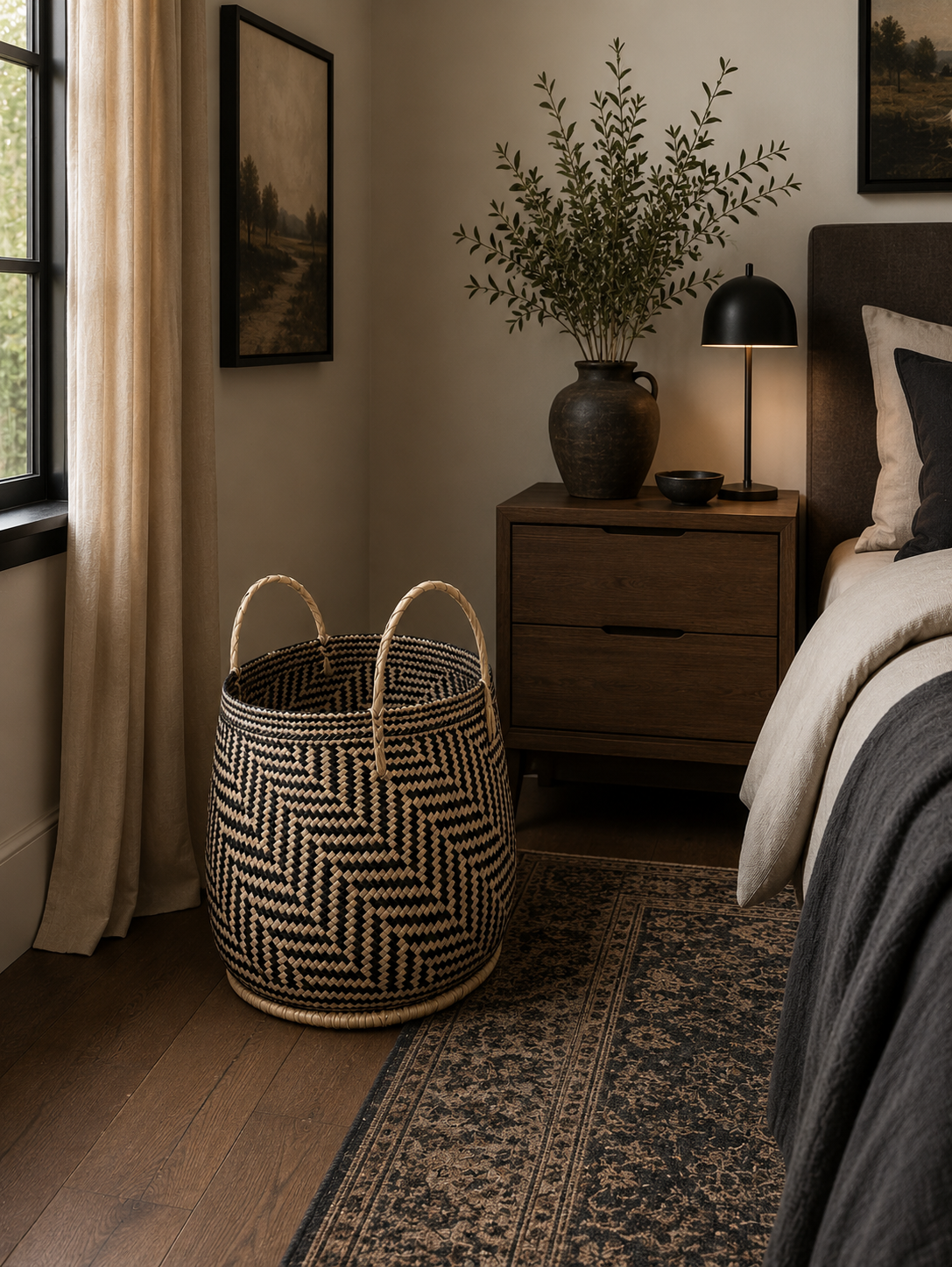 Large Softbags Round Handles - Black & White