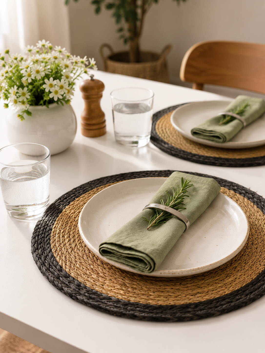 Placemats - Natural with black