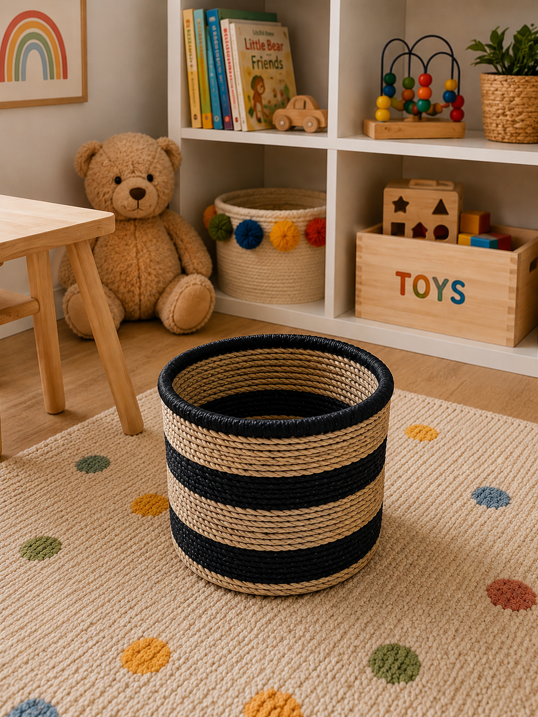 Medium Nest & Neat Storage Basket - Black Stripes
