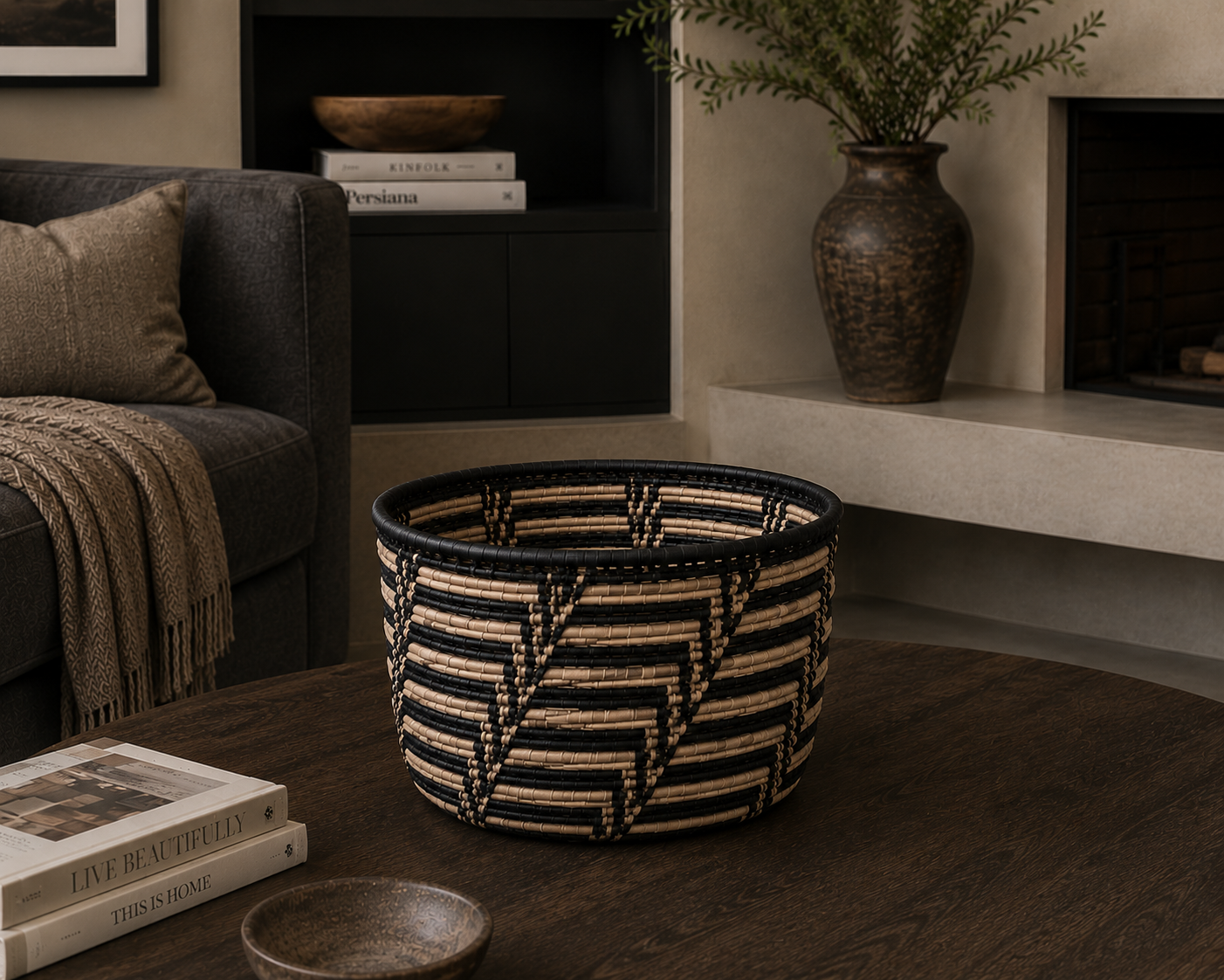 Small Storage Basket (No handles) - Black & White