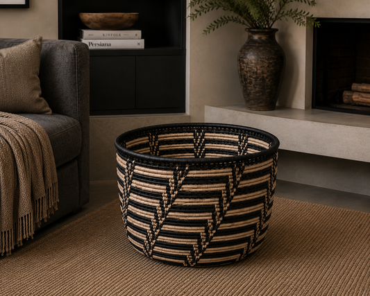Medium Storage Basket (No handles) - Black & White