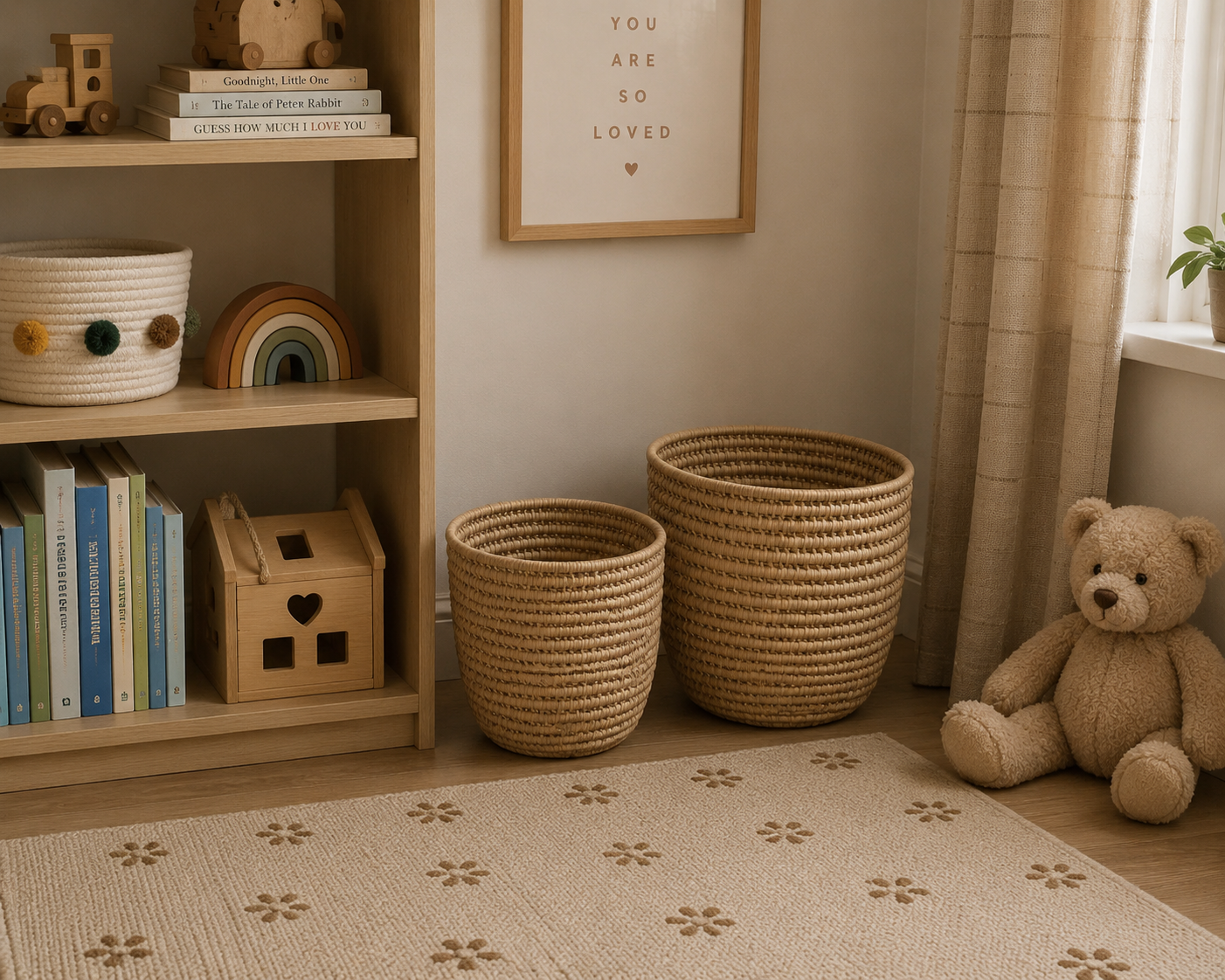 Set of 2 Grass Storage Basket (No handles) - Natural