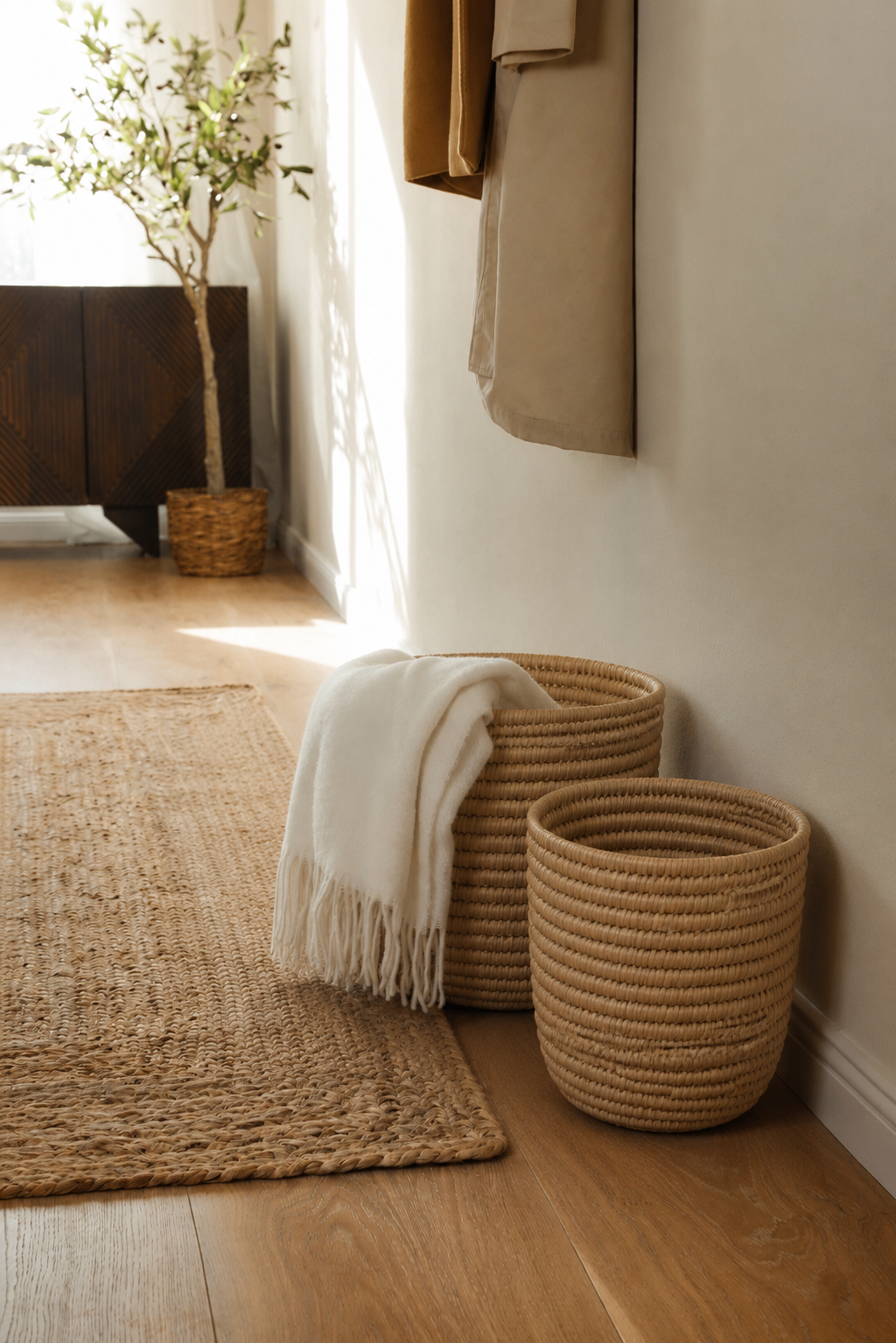 Medium Grass Storage Basket (No handles) - Natural