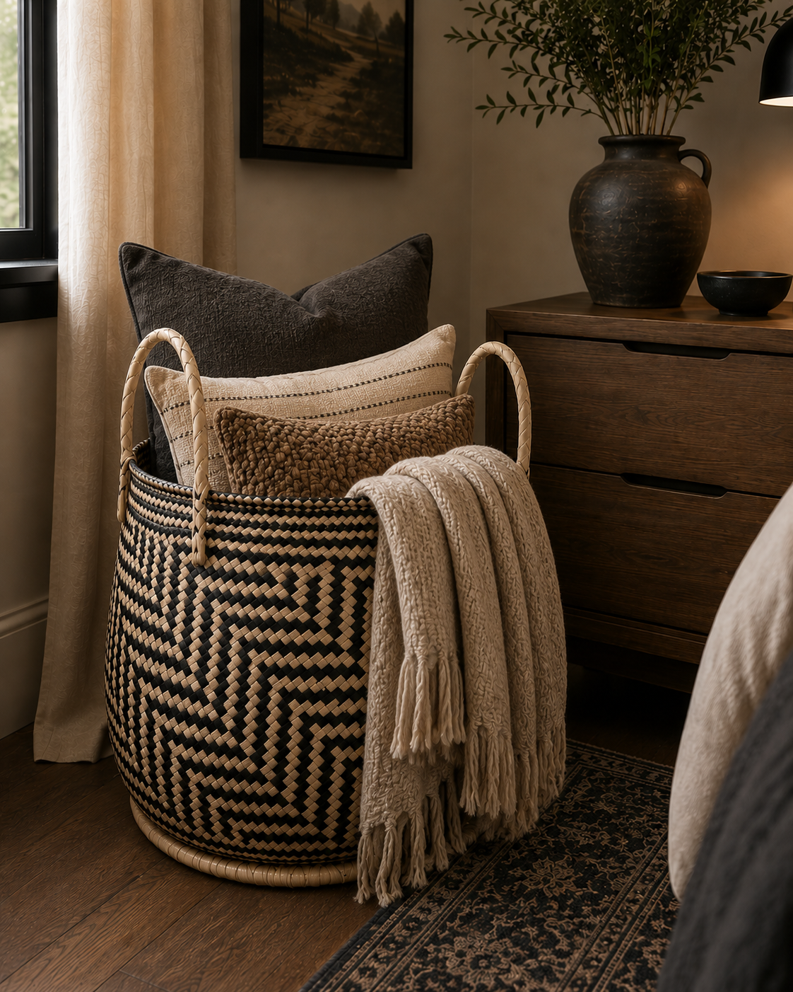 Large Softbags Round Handles - Black & White