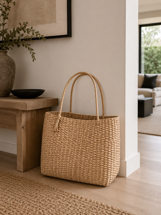 Grass Woven Shopper Bag - Natural
