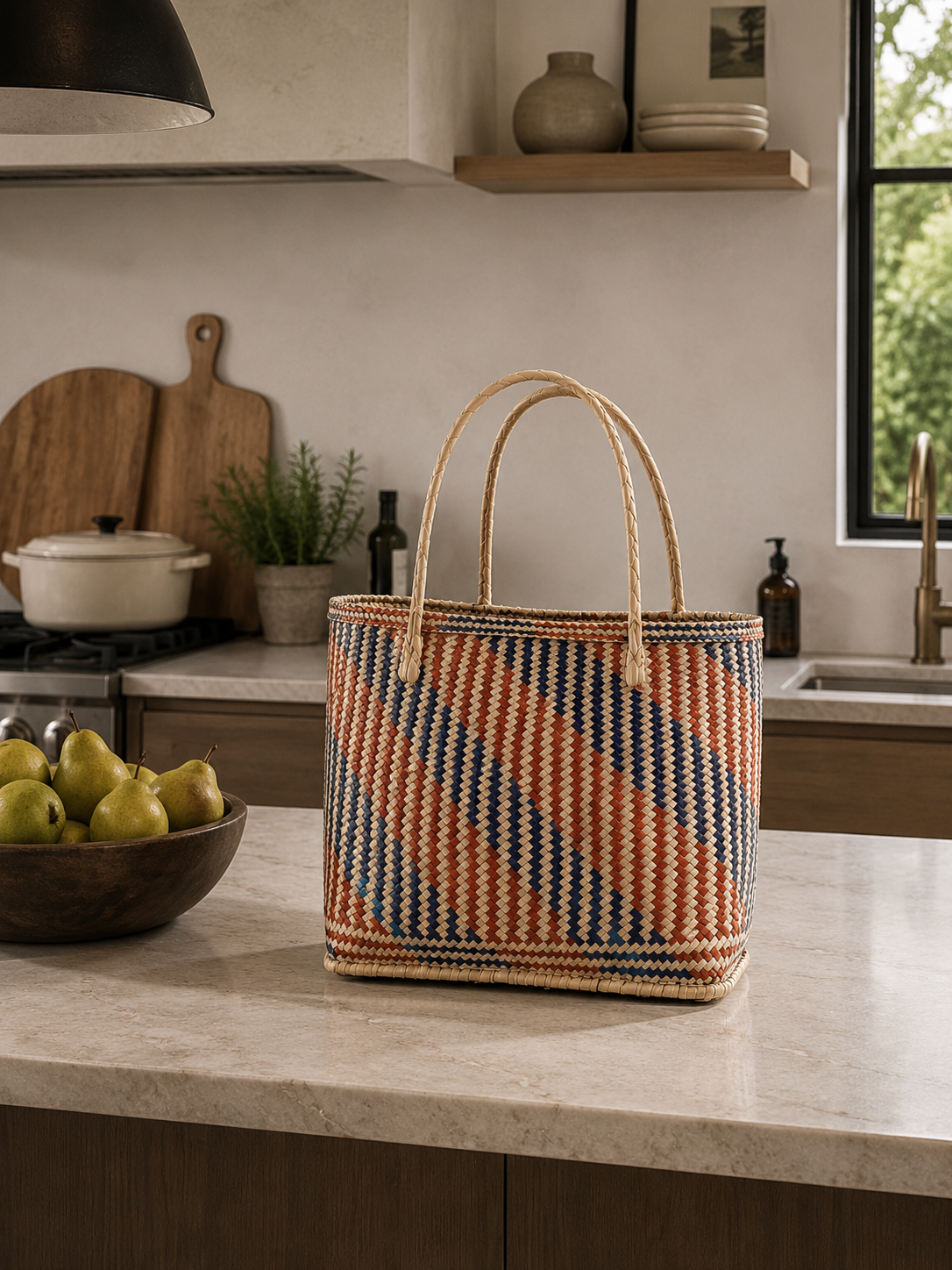 Grass Woven Shopper Bag - Multicoloured